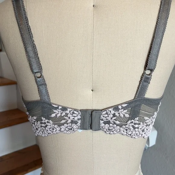 Wacoal Embrace Lace Underwire Bra 65191 Gray/Cream​​​​​​​​​ - Picture 8 of 15